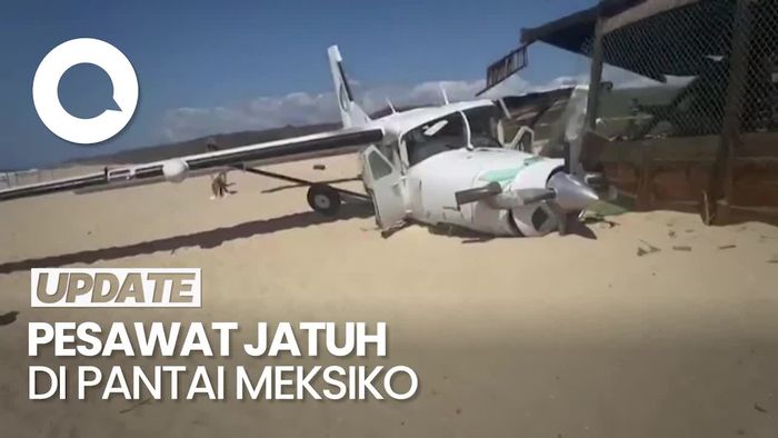 Penampakan Pesawat Kecil Mendarat Darurat di Pantai Mexico, 1 Orang Tewas