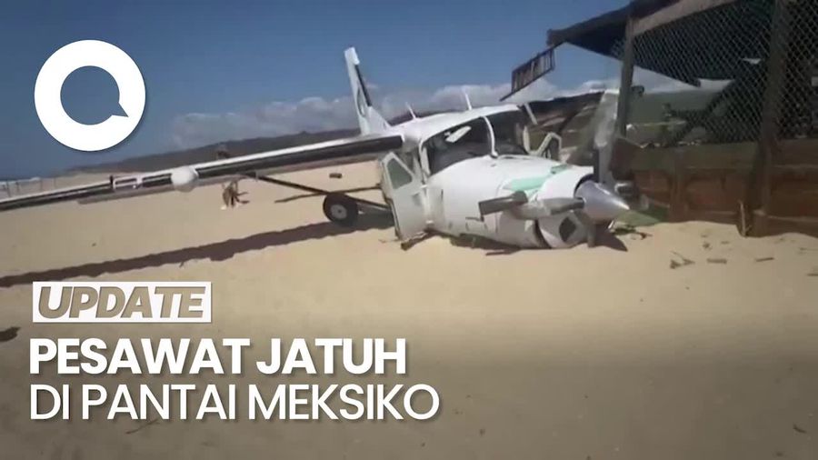 Penampakan Pesawat Kecil Mendarat Darurat di Pantai Mexico, 1 Orang Tewas