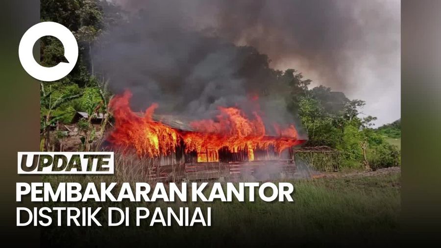 Penampakan Kantor Distrik Baya Biru di Paniai Dibakar Massa