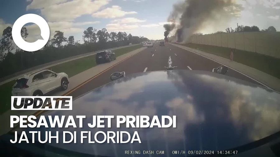  Detik-detik Pesawat Jet Pribadi Jatuh Lalu Meledak di Jalanan Florida
