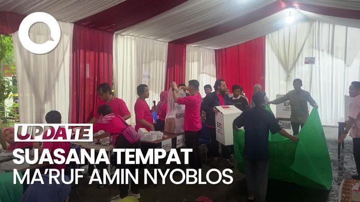 Suasana Tempat Maruf Amin Nyoblos di TPS 033 Depok