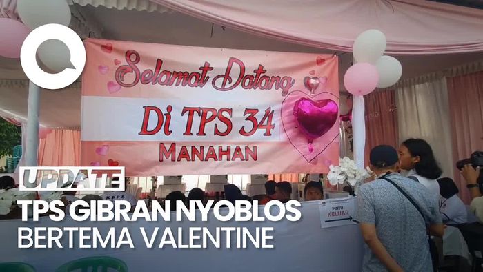 Dekorasi Serba Pink ala Valentine di TPS Tempat Gibran Nyoblos
