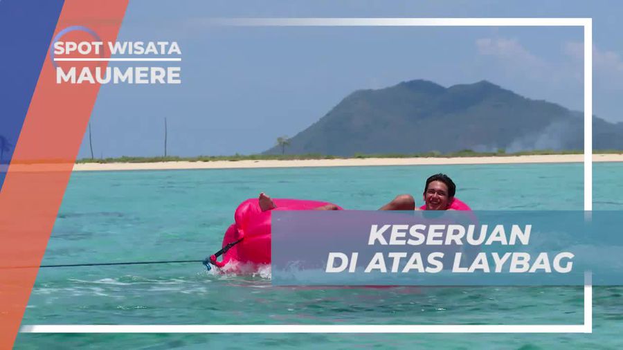 Momen Seru Naik Laybag yang Ditarik Kapal di Pulau Pangabatang Maumere 