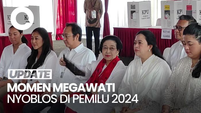 Megawati Didampingi Puan-Prananda Nyoblos di TPS Kebagusan