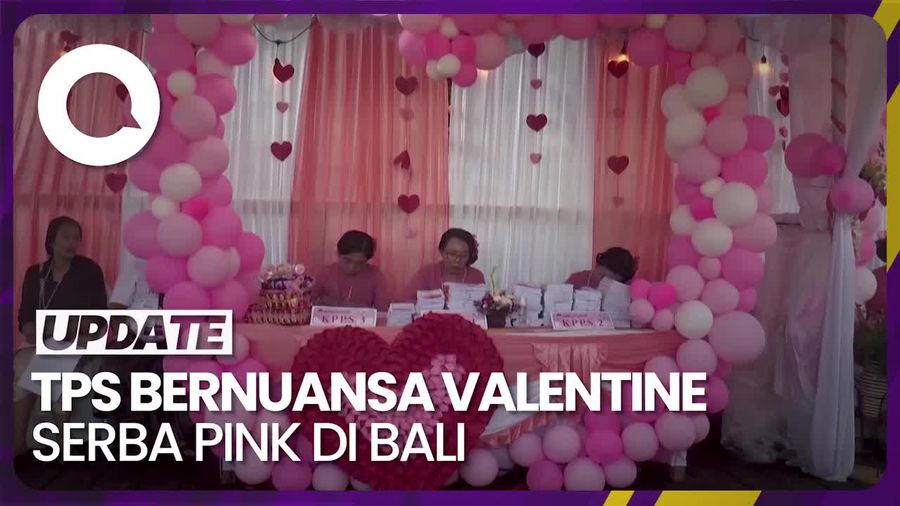 TPS Bernuansa Valentine di Bali, Serba Pink dan Petugasnya Perempuan