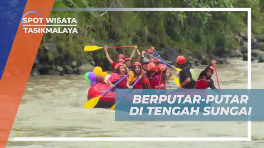 Momen Seru Berputar-putar di Tengah Sungai Ciwulan Tasikmalaya 