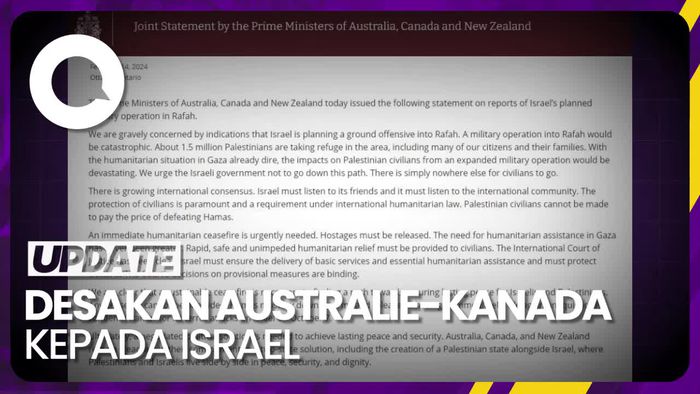 Australia, Kanada, dan Selandia Baru Desak Israel Tak Operasi Militer ke Rafah
