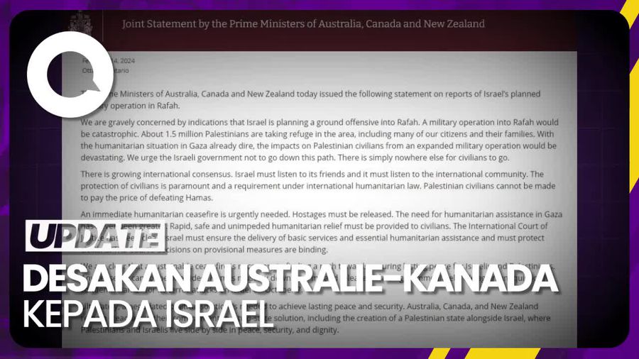Australia, Kanada, dan Selandia Baru Desak Israel Tak Operasi Militer ke Rafah