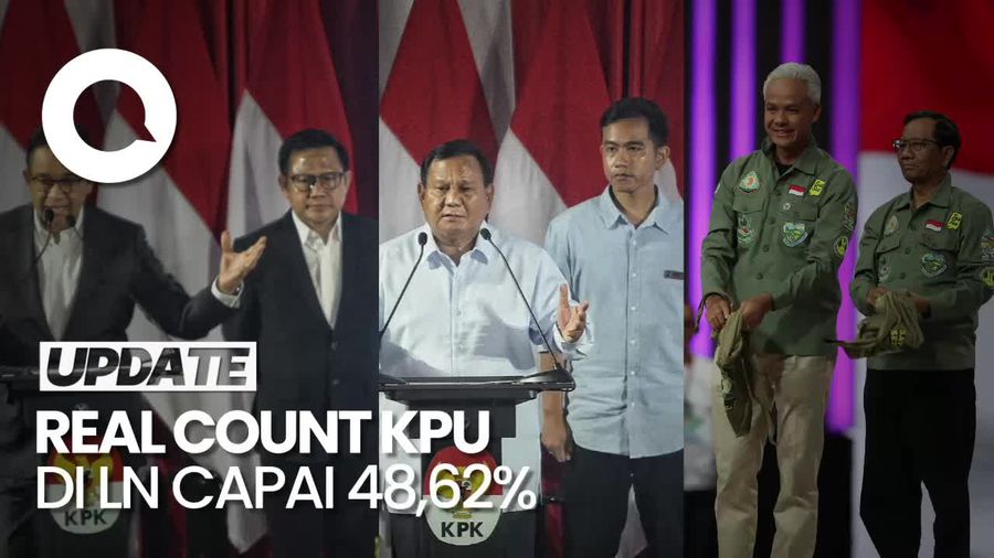 Real Count KPU di LN 48,62%: Anies 24,14%, Prabowo 37,58%, Ganjar 38,28%