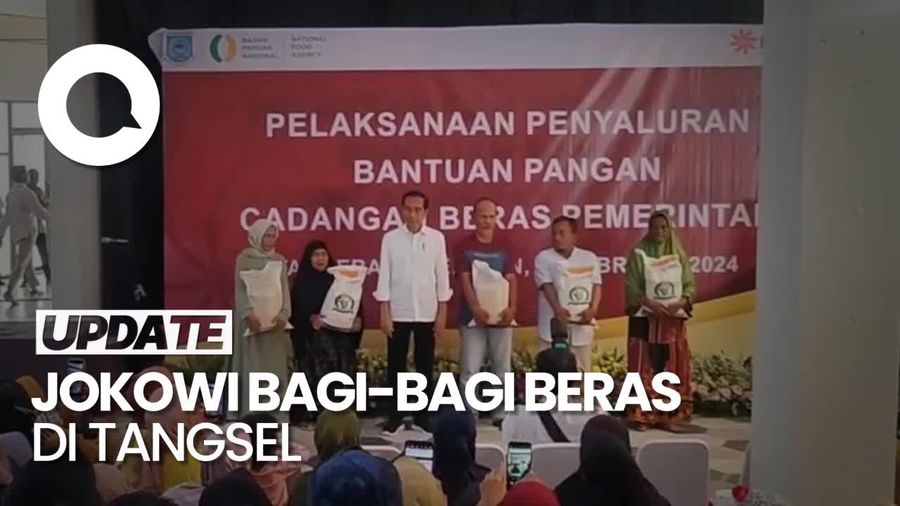 Jokowi Bagi-bagi Beras di Tangsel: Agar Meringankan Ibu-Ibu Semua
