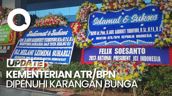 Kementerian ATR/BPN Penuh Karangan Bunga, Beri Selamat untuk AHY