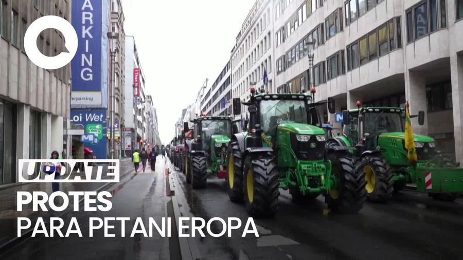 Potret Invasi Bulldozer di Kota Brussel Buntut Protes Petani Eropa