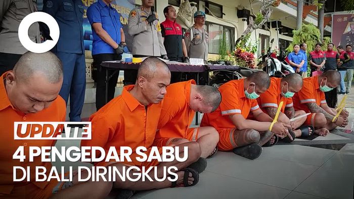 4 Pengedar Sabu di Bali Tertunduk Lesu Seusai Diciduk Polisi