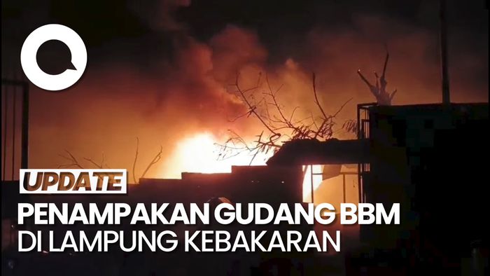 Gudang BBM di Lampung Terbakar, Api Menjulang Disertai Beberapa Ledakan 