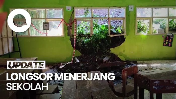 Penampakan Longsor Terjang SD di Tasikmalaya, Siswa Belajar di Teras