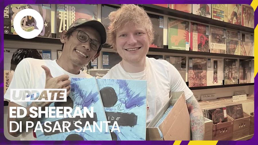 Ed Sheeran Jalan-jalan ke Pasar Santa, Bagikan Vinyl Album Divide Gratis