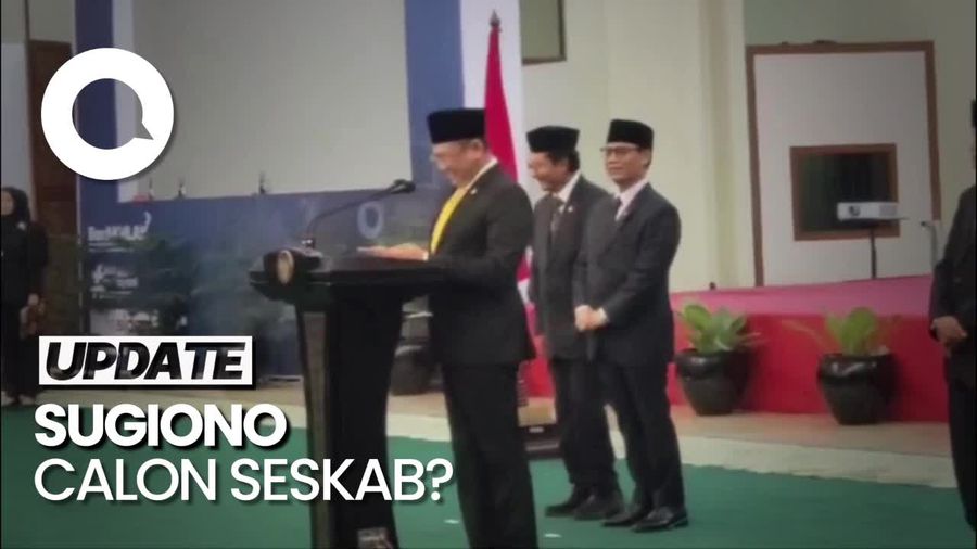 Bamsoet Sapa Sugiono Gerindra Calon Seskab saat Pelantikan Waka MPR