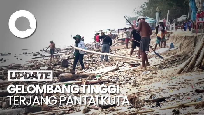 Penampakan Pantai Kuta Seusai Diterjang Gelombang Tinggi-Angin Kencang