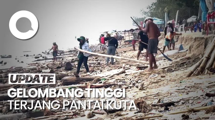 Penampakan Pantai Kuta Seusai Diterjang Gelombang Tinggi-Angin Kencang