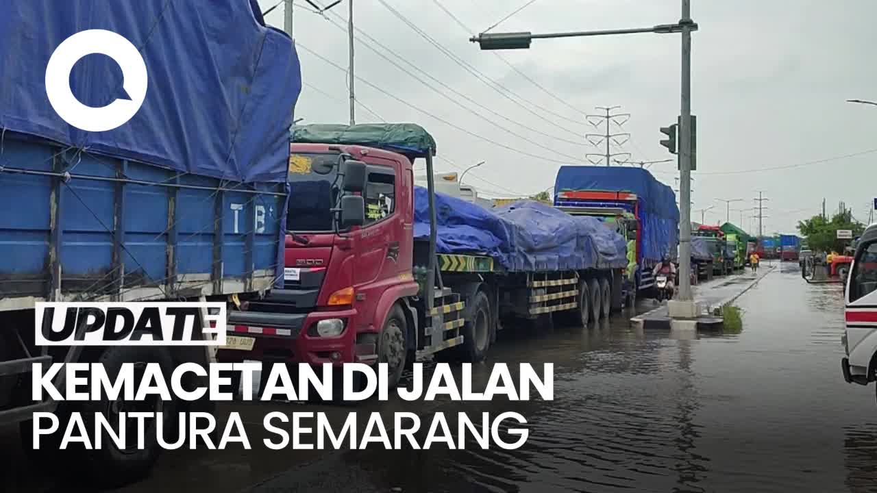 Video Jalan Pantura Semarang Macet Parah Imbas Banjir Kaligawe