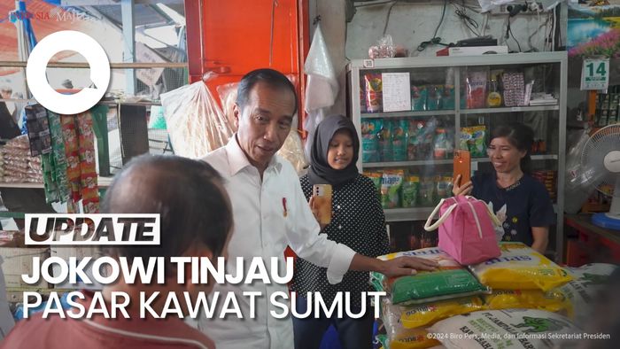 Tinjau Pasar Kawat Sumut, Jokowi Sebut Harga Beras Masih Baik