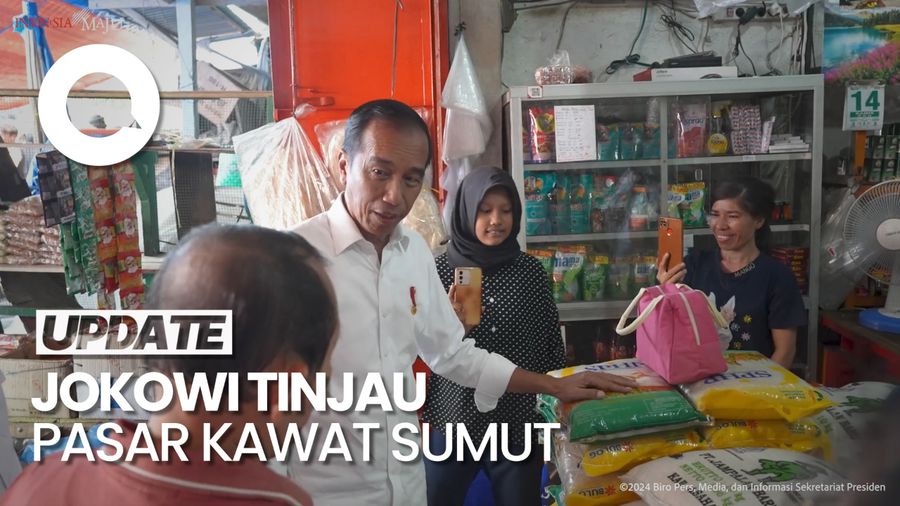 Tinjau Pasar Kawat Sumut, Jokowi Sebut Harga Beras Masih Baik