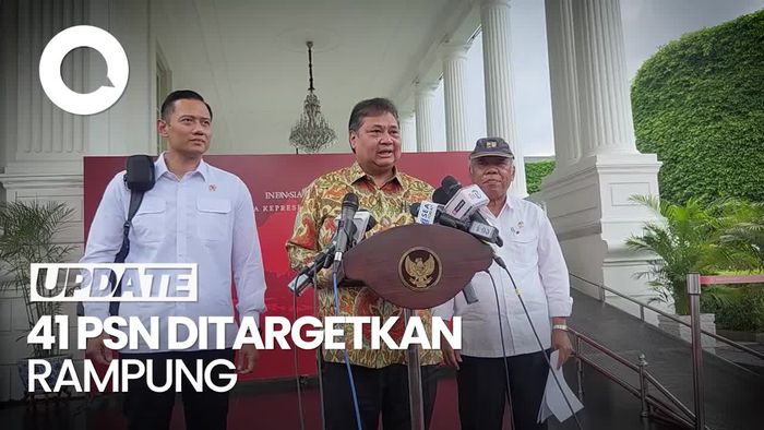 Airlangga-Basuki Rapat Bareng Jokowi, Targetkan 41 PSN Selesai 2024