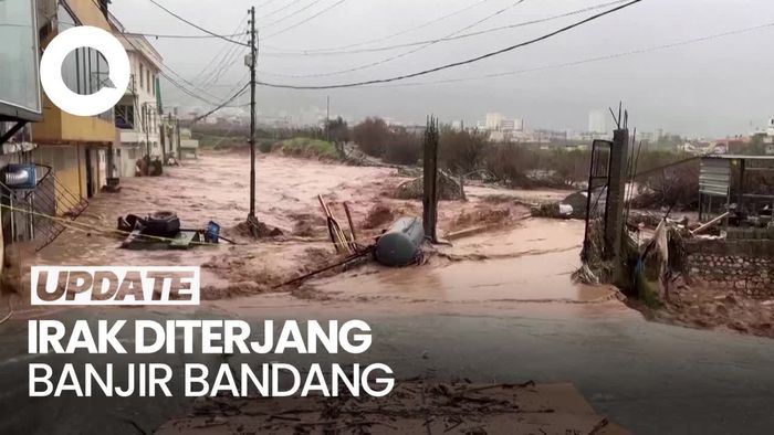 Detik-detik Banjir Bandang Terjang Duhok Irak, 2 Orang Tewas