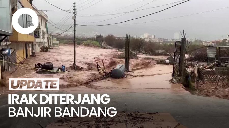 Detik-detik Banjir Bandang Terjang Duhok Irak, 2 Orang Tewas
