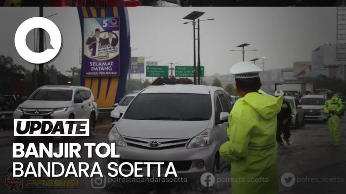 Penampakan Banjir Genangi Tol Bandara Soetta