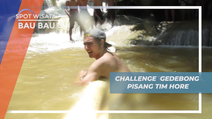 Memacu Adrenalin Bermain Tantangan Batang Pisang di Air Terjun Kogawuna Bau Bau