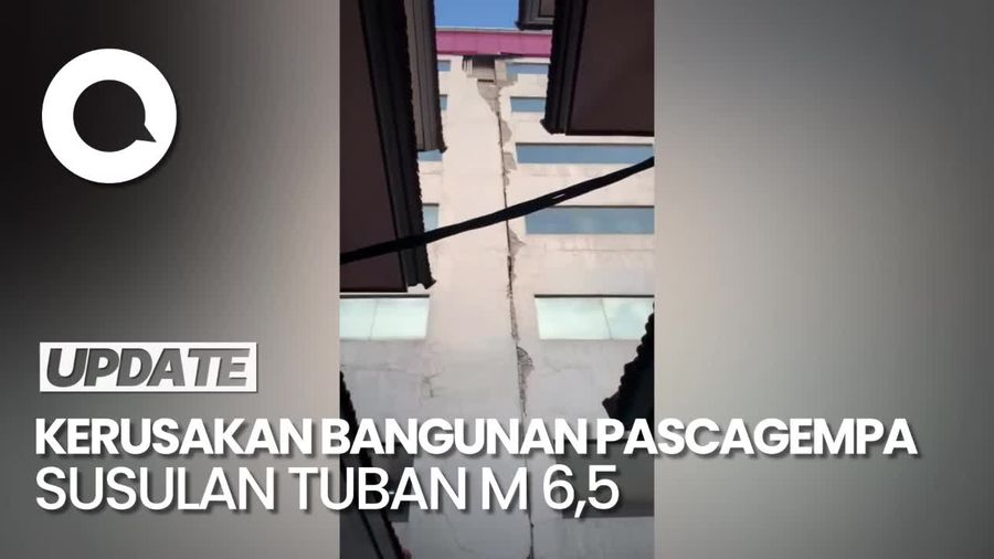 Penampakan RS Unair Retak dan Atap Pabrik Ambrol Imbas Gempa Tuban