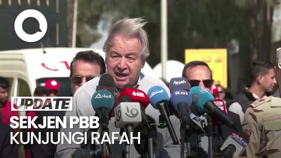Momen Sekjen PBB Gutteres Kunjungi Rafah, Pantau Truk Bantuan
