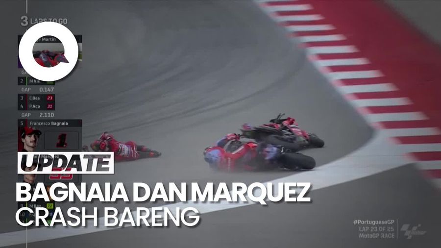 Momen Senggolan Bagnaia dan Marquez Sampai Crash di MotoGP Portugal