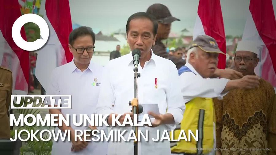 Jokowi Resmikan Jalan di Sulteng saat Hujan, Menteri Basuki Sigap Cari Payung