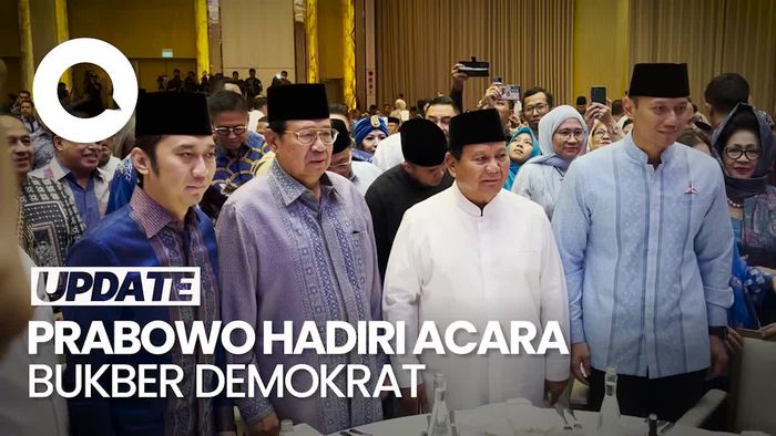 Disambut SBY-AHY, Prabowo Hadiri Acara Bukber Partai Demokrat