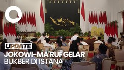 Jokowi Bukber Bareng Menteri, Duduk Semeja Bareng Maruf-Prabowo