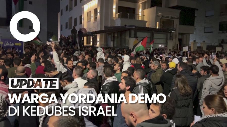 Bela Palestina, Ratusan Warga Yordania Geruduk Kedubes Israel