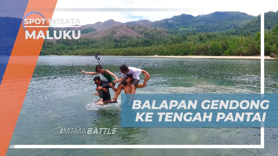 Seru-seruan Adu Cepat Balap Gendong Patner Ke Tengah Laut, Maluku
