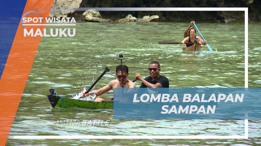 Seru-seruan Adu Cepat Dayung Sampan di Pulau Oki, Maluku