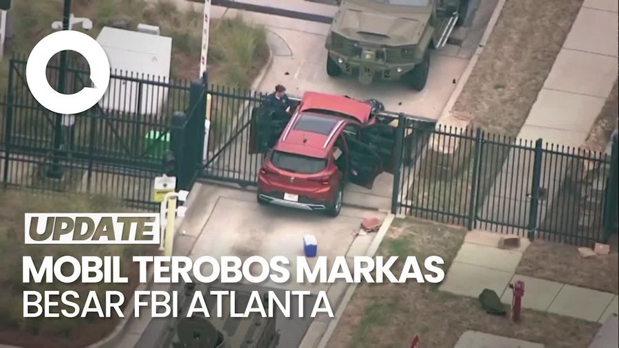 Penampakan Mobil Hancur Akibat Nekat Terobos Gerbang Markas Besar FBI