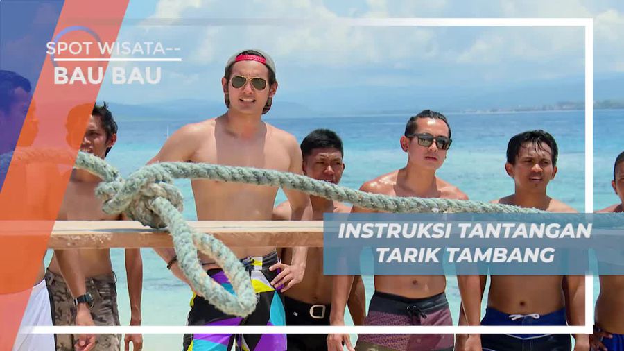 Persiapan Bermain Tarik Tambang di Atas Kayu Pulau Kadatua Bau-bau