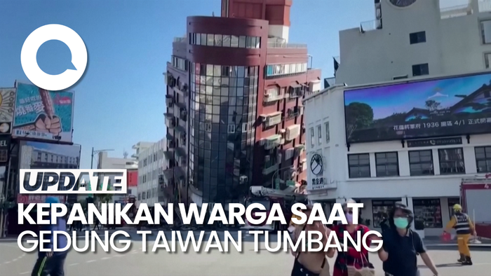 Detik-detik Gedung di Taiwan Tumbang Akibat Gempa