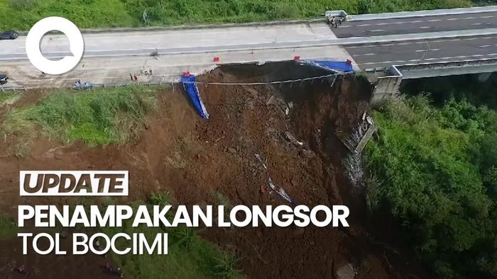 Melihat dari Udara Lokasi Longsor di Tol Bocimi
