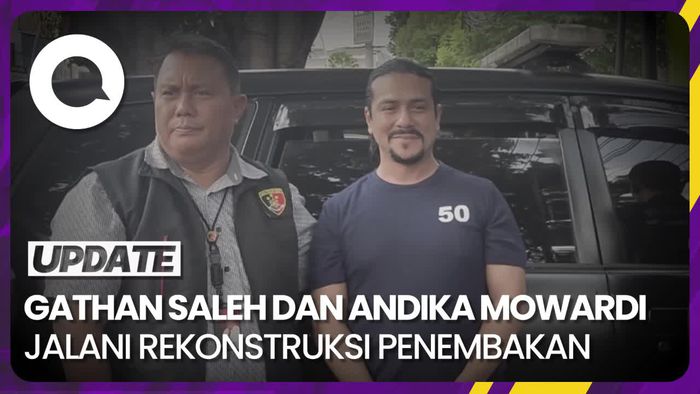 Jalani Rekonstruksi Penembakan, Gathan Saleh Tenang Berbaju Tahanan