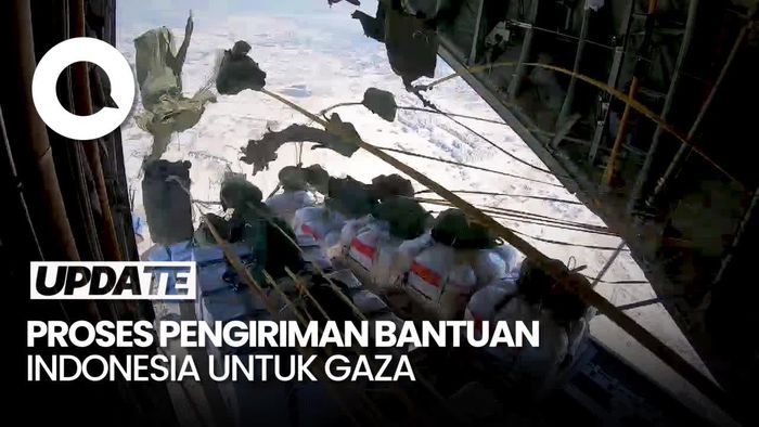 Momen Bantuan Indonesia untuk Gaza Diterjunkan Dari Pesawat