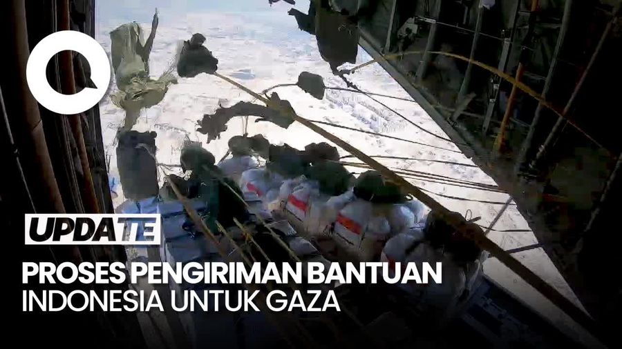 Momen Bantuan Indonesia untuk Gaza Diterjunkan Dari Pesawat