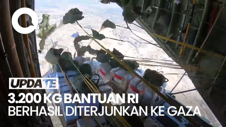 Bantuan RI Berhasil Sampai Drop Zone Gaza, Isinya Makanan-Obat