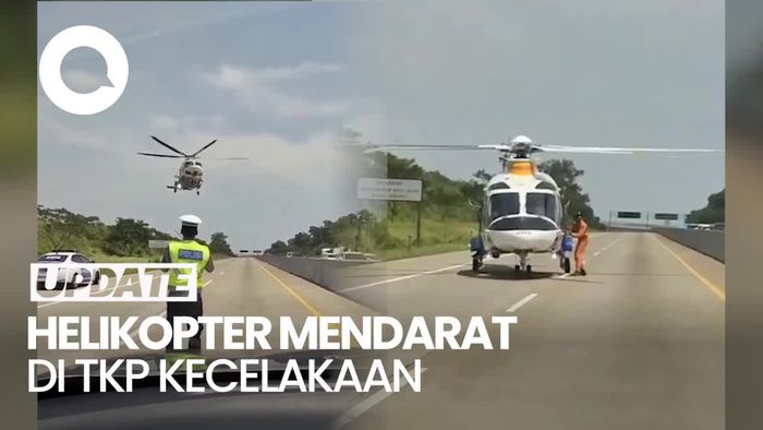 Detik-detik Helikopter Mendarat di TKP Kecelakaan Bus Rosalia Indah