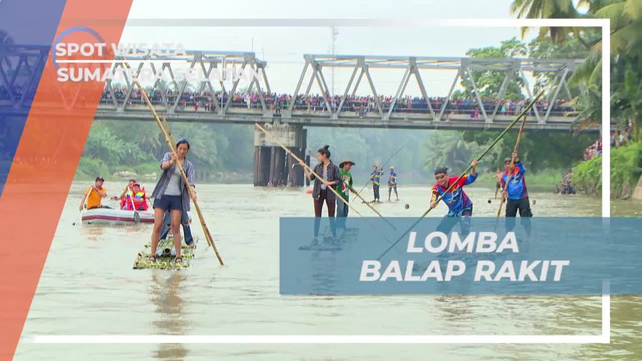 Adu Kecepatan Balap Rakit di Danau Ogan Sumatera Selatan